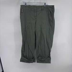 Tommy Hilfiger‎ Olive Green Stretch Capri Pants Womens Size 12 Zipper Detail